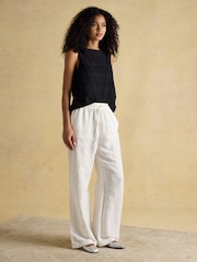 Joules Cove Linen Blend Black Sleeveless Top with Linen - Image 5 of 6