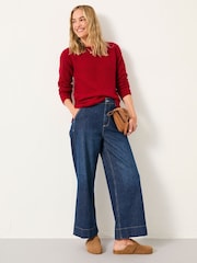 FatFace Ella Cherry Red Textured Knitted Jumper - Image 4 of 6