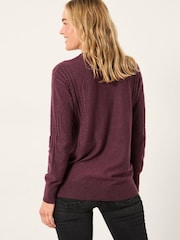 FatFace Delphine Dusky Purple Fine Gauge V Neck Jumper - Image 2 of 6