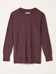 FatFace Delphine Dusky Purple Fine Gauge V Neck Jumper - Image 6 of 6