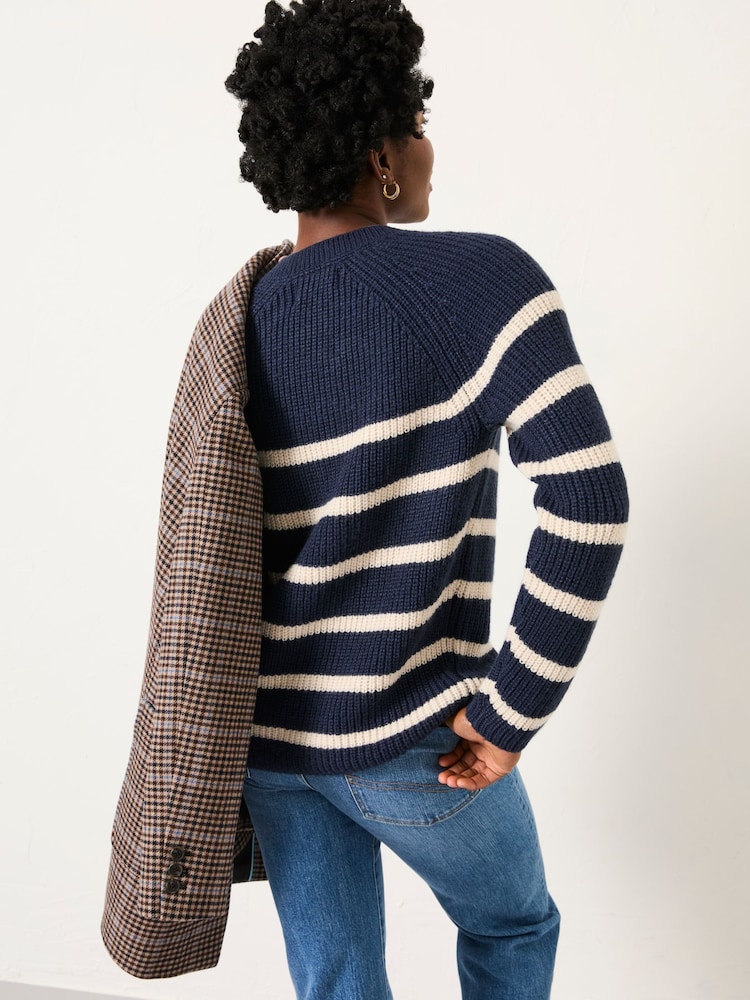 FatFace Navy Breton Stripe Knitted Jumper - Image 2 of 6 FatFace Navy Breton Stripe Knitted Jumper - Image 2 of 6