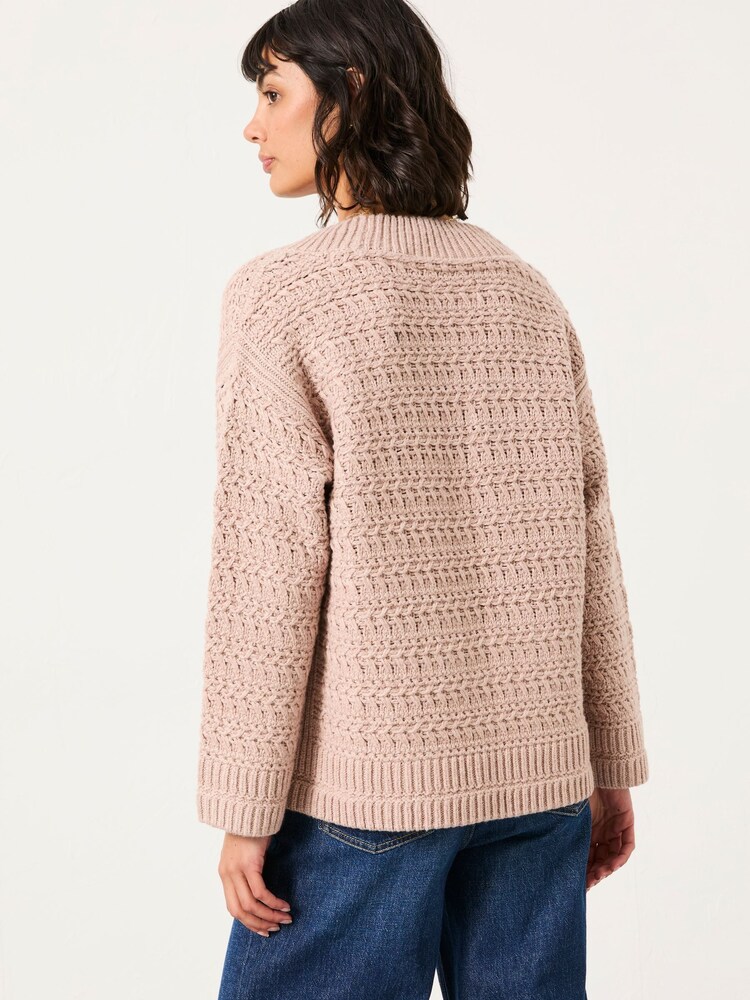 FatFace Stella Natural V Neck Knitted Jumper - Image 2 of 6