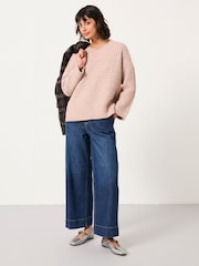 FatFace Stella Natural V Neck Knitted Jumper - Image 3 of 6