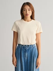 GANT Cream Regular-Fit Shield 100% Cotton T-Shirt - Image 5 of 9