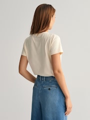 GANT Cream Regular-Fit Shield 100% Cotton T-Shirt - Image 6 of 9