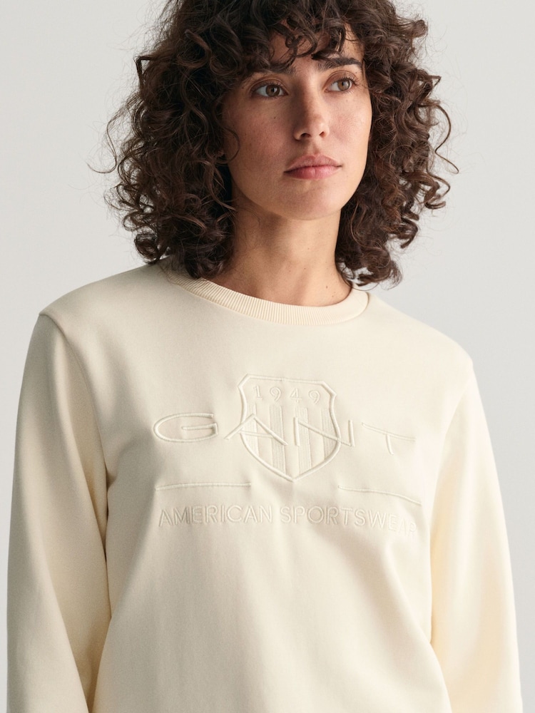 GANT Natural Regular-Fit Crew Neck Sweatshirt - Image 1 of 9