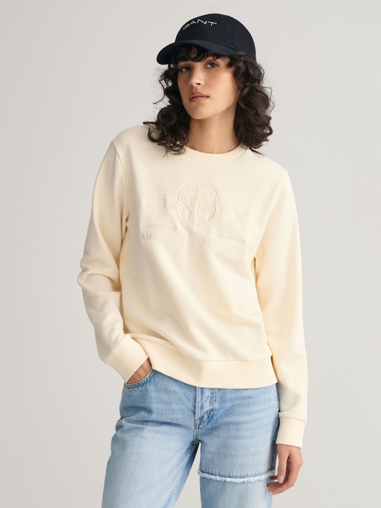 GANT Natural Regular-Fit Crew Neck Sweatshirt - Image 2 of 9