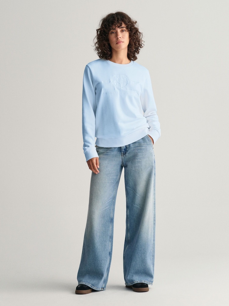 GANT Blue Regular-Fit Crew Neck Sweatshirt - Image 3 of 5