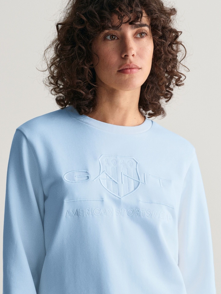 GANT Blue Regular-Fit Crew Neck Sweatshirt - Image 4 of 5