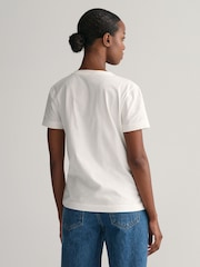 GANT White V Neck Shield T-Shirt - Image 2 of 9