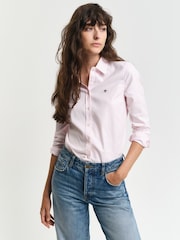 GANT Pink Slim-Fit Stretch Oxford Shirt - Image 1 of 5