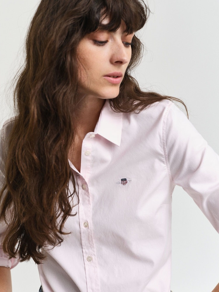 GANT Pink Slim-Fit Stretch Oxford Shirt - Image 3 of 5