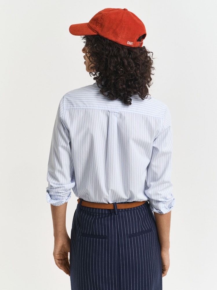 GANT Blue Regular-Fit Classic Stripe 100% Cotton Shirt - Image 2 of 5 GANT Blue Regular-Fit Classic Stripe 100% Cotton Shirt - Image 2 of 5