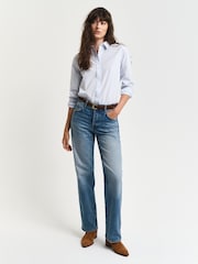 GANT Blue Regular-Fit Classic Stripe 100% Cotton Shirt - Image 3 of 5