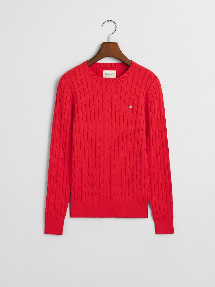 GANT Red Crew Neck Cable Knitted Jumper - Image 1 of 2