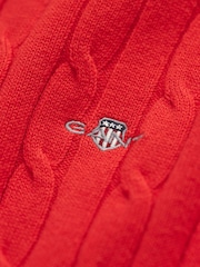 GANT Red Crew Neck Cable Knitted Jumper - Image 2 of 2