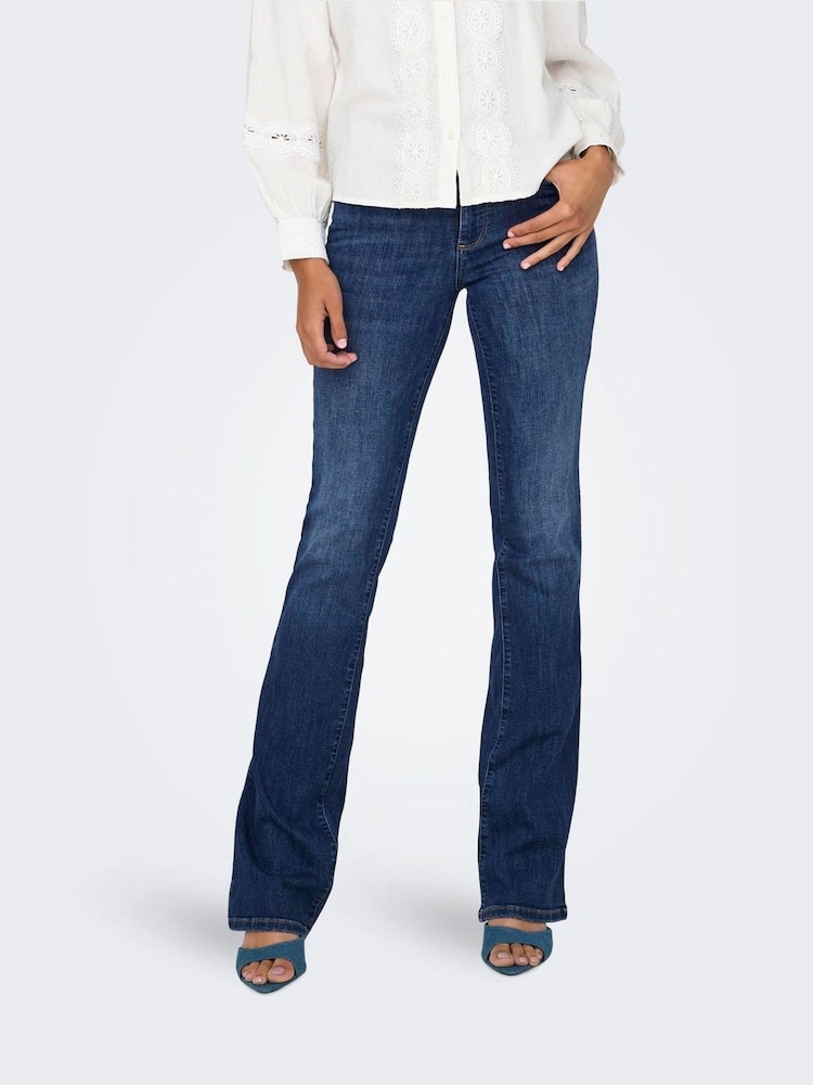 ONLY Blue Mid Waist Flared Jeans With Comfort Stretch - Image 1 of 6