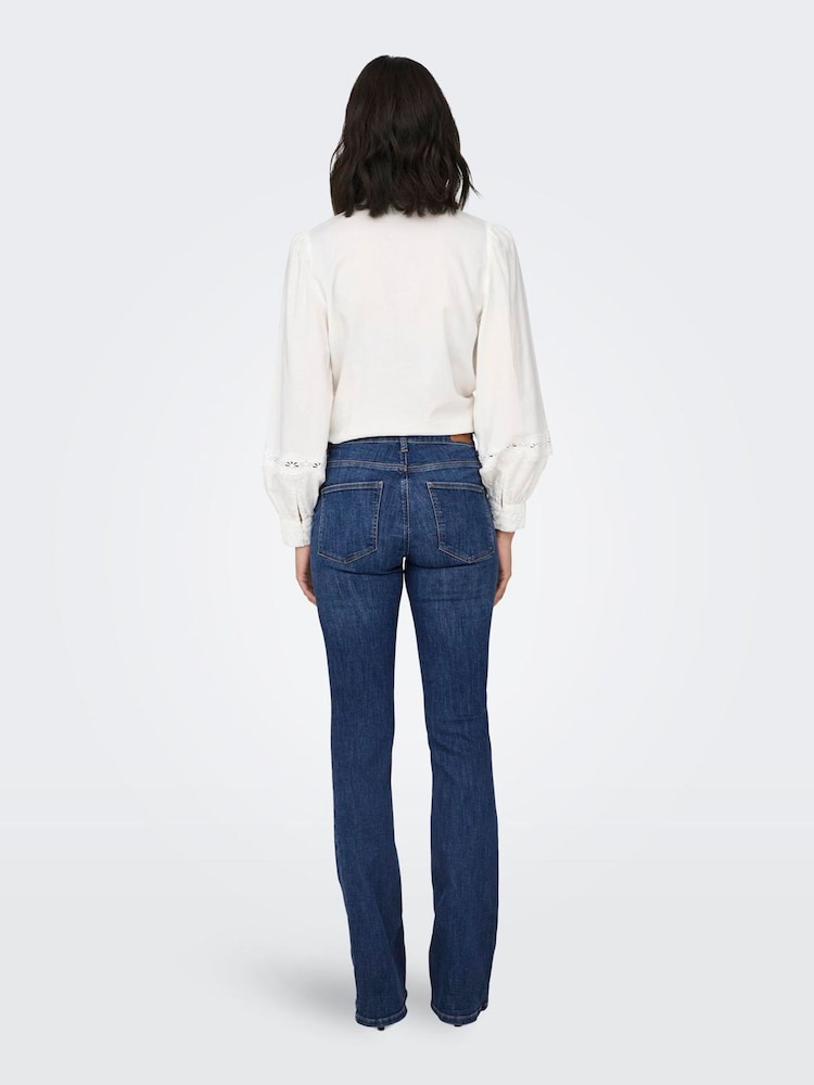 ONLY Blue Mid Waist Flared Jeans With Comfort Stretch - Image 2 of 6