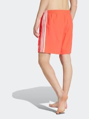adidas Red Adicolor 3-Stripes 8-Inch Swim Shorts - Image 2 of 6