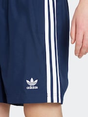adidas Blue Adicolor 3-Stripes 8-Inch Swim Shorts - Image 4 of 6