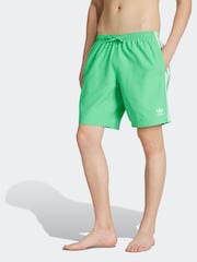 adidas Green Adicolor 3-Stripes 8-Inch Swim Shorts - Image 1 of 6