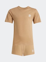 adidas Originals Brown Oversized Big Logo Kids Tshirt and Shorts set - Image 6 of 8
