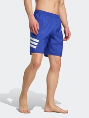 adidas Blue 3-Stripes 8 Inch Swim Shorts - Image 1 of 6