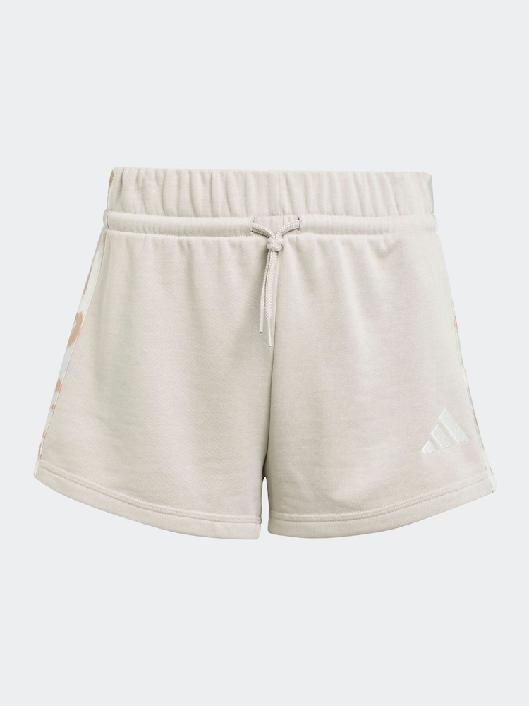 adidas Grey 3-Stripes Animal French Terry Shorts Kids - Image 6 of 6
