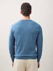 Blue Regular Fit Soft Touch V-Neck Sweater - Image 3 of 7