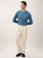 Blue Regular Fit Soft Touch V-Neck Sweater - Image 4 of 7
