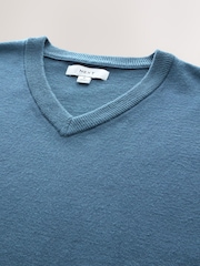 Blue Regular Fit Soft Touch V-Neck Sweater - Image 7 of 7