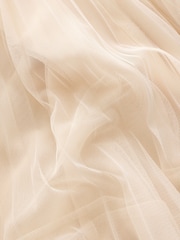 Ecru Pleated Mesh Tulle Maxi Skirt - Image 8 of 9