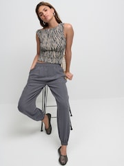 Charcoal Grey Soft Touch Cuffed Balloon Leg Trousers - Image 2 of 8
