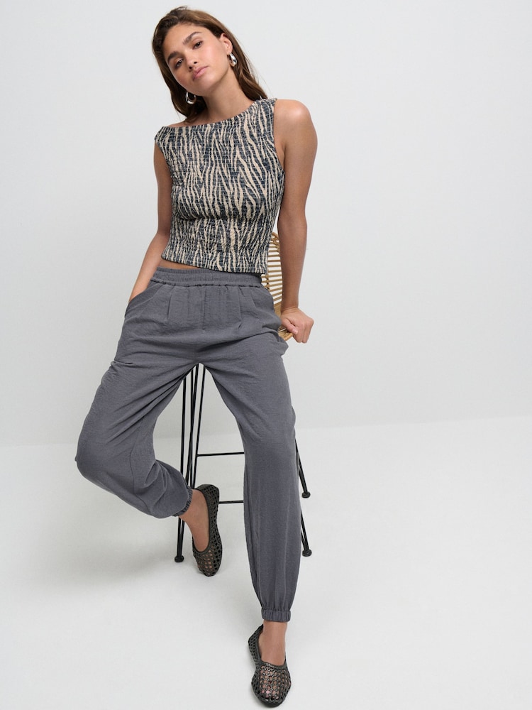 Charcoal Grey Soft Touch Cuffed Balloon Leg Trousers - Image 2 of 8