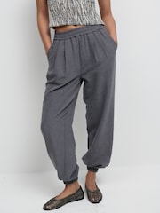 Charcoal Grey Soft Touch Cuffed Balloon Leg Trousers - Image 3 of 8
