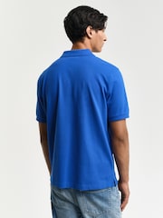 GANT Blue Regular-Fit Shield Pique 100% Cotton Polo Shirt - Image 2 of 5
