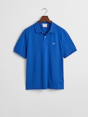 GANT Blue Regular-Fit Shield Pique 100% Cotton Polo Shirt - Image 5 of 5