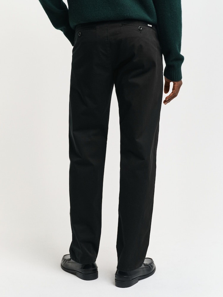 GANT Black Slim Fit Twill Trousers - Image 2 of 4