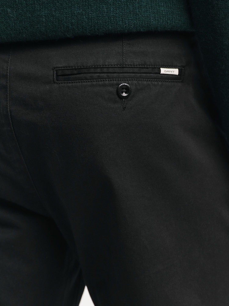 GANT Black Slim Fit Twill Trousers - Image 4 of 4