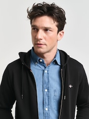 GANT Black Regular Shield Full Zip Hoodie - Image 4 of 5