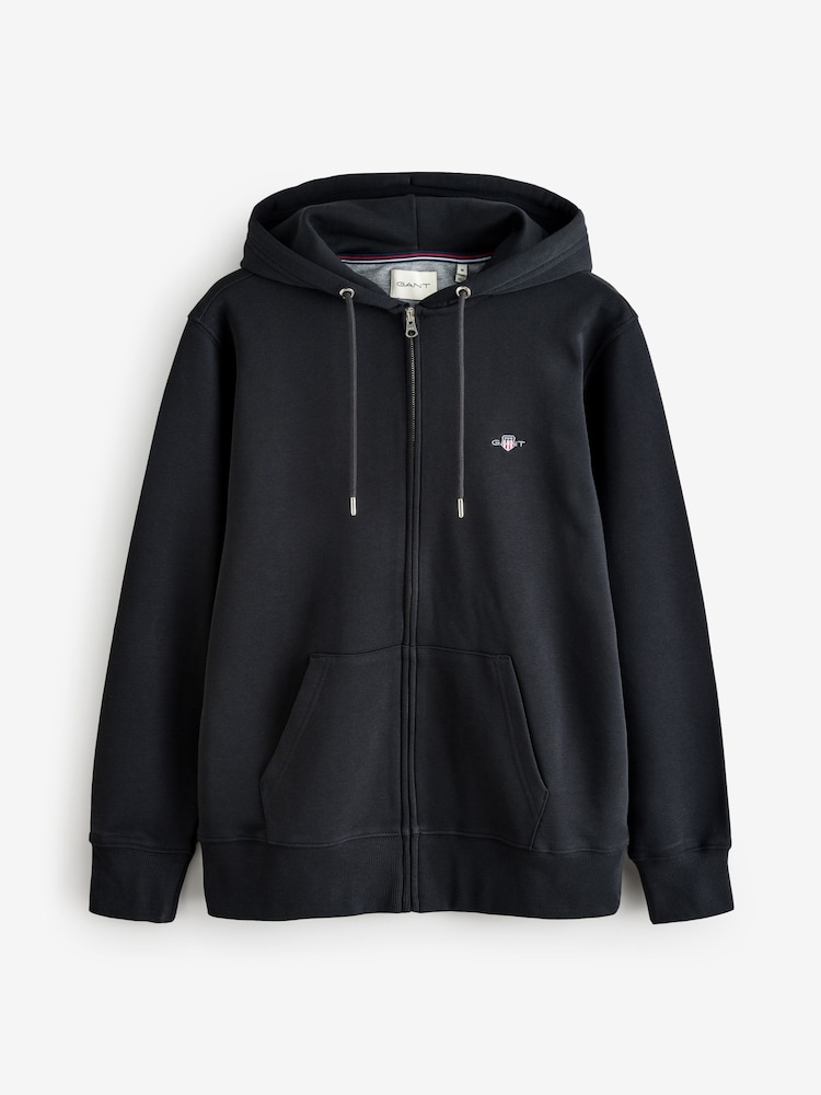 GANT Black Regular Shield Full Zip Hoodie - Image 5 of 5