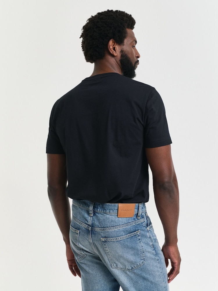 GANT Black Short Sleeve 100% Cotton T-Shirt - Image 2 of 5 GANT Black Short Sleeve 100% Cotton T-Shirt - Image 2 of 5