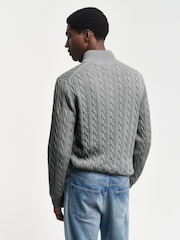 GANT Grey Cable Half Zip 100% Cotton Jumper - Image 2 of 7
