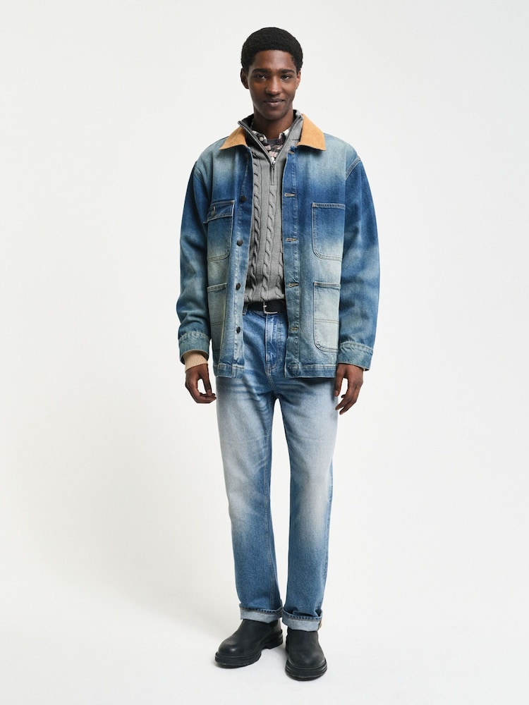 GANT Grey Cable Half Zip 100% Cotton Jumper - Image 5 of 7