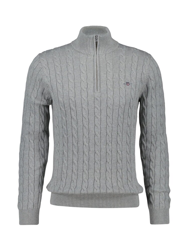 GANT Grey Cable Half Zip 100% Cotton Jumper - Image 6 of 7
