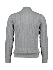 GANT Grey Cable Half Zip 100% Cotton Jumper - Image 7 of 7
