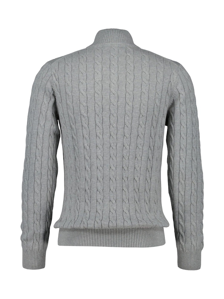 GANT Grey Cable Half Zip 100% Cotton Jumper - Image 7 of 7