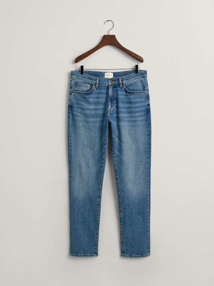 GANT Mid Blue Wash Slim Fit 100% Cotton Jeans - Image 10 of 10