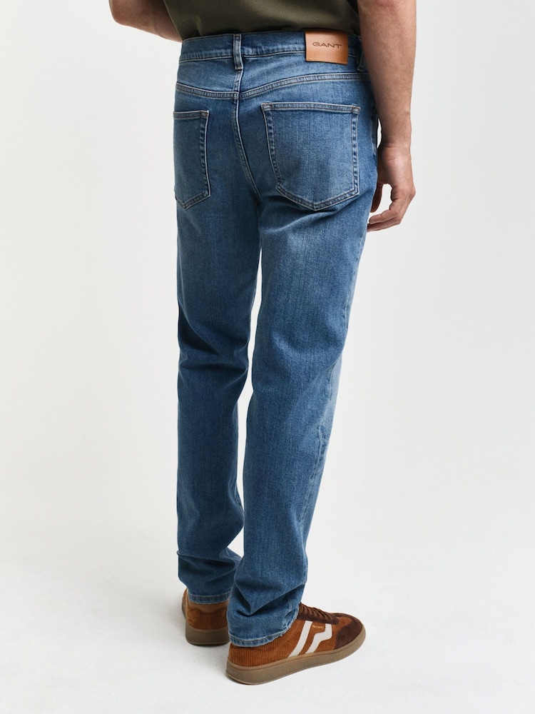 GANT Mid Blue Wash Slim Fit 100% Cotton Jeans - Image 2 of 10