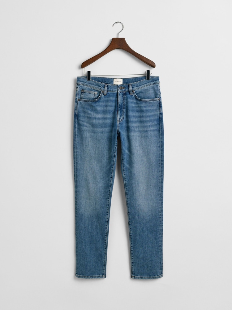 GANT Mid Blue Wash Slim Fit 100% Cotton Jeans - Image 4 of 4